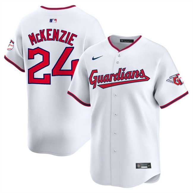 Mens Cleveland Guardians #24 Triston McKenzie White Home Limited Stitched Jersey Dzhi->cleveland guardians->MLB Jersey
